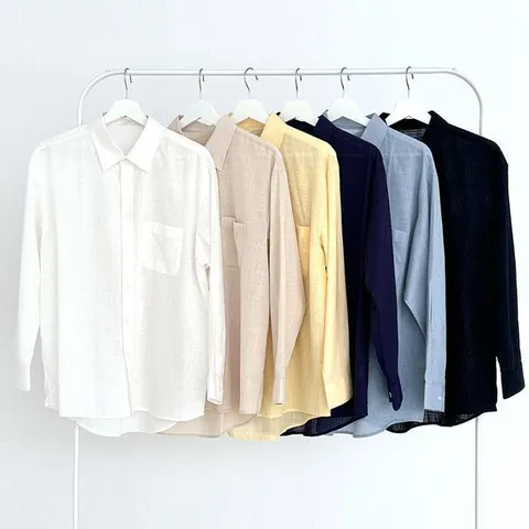 [오노마] ONM 코튼 린넨 오버핏 셔츠 여성 베이직 기본 긴팔 (41329993)