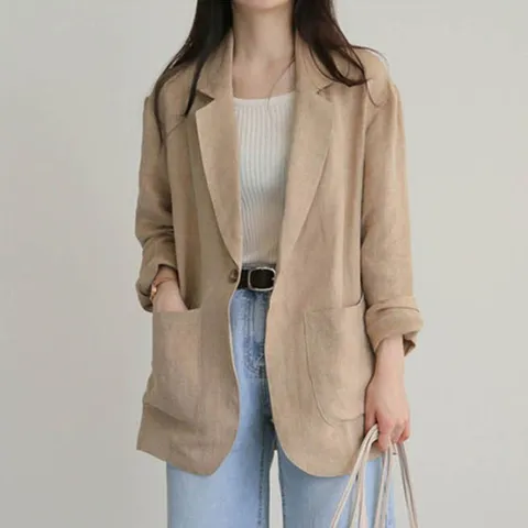 여성 린넨 긴팔 자켓 1P 여름 얇고 시원한 재킷 외투 여성린넨자켓 여자린넨자켓 여자여름자켓