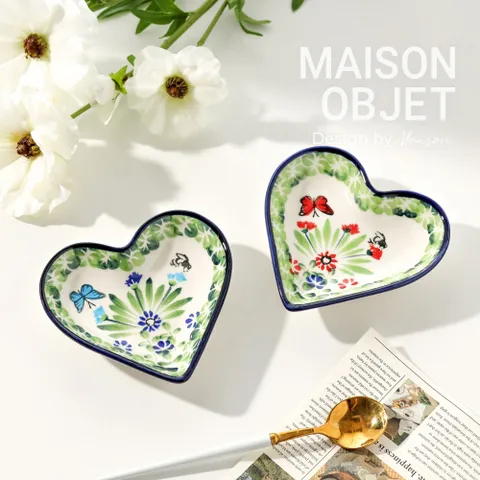 프라카 유니캇 폴란드풍 도자기 하트 소스볼 2P 세트