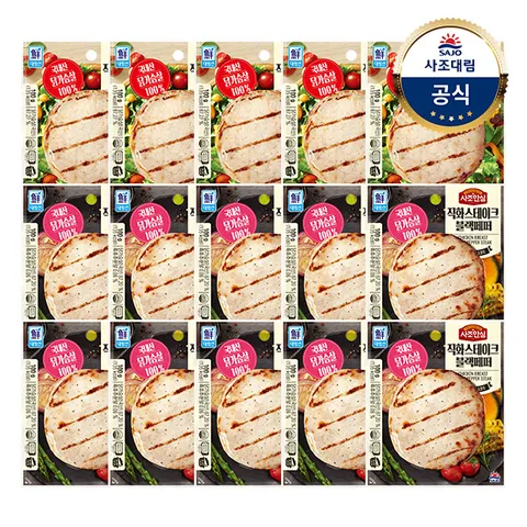 [대림냉장] 사조안심닭가슴살 직화스테이크 블랙페퍼100g 10개 + 사조안심닭가슴살 직화스테이크 오리지널100g 5개