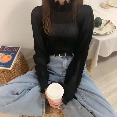 [하프클럽/다잇템_패션]여자 하이넥 프릴 여성스러운 FW 블라우스