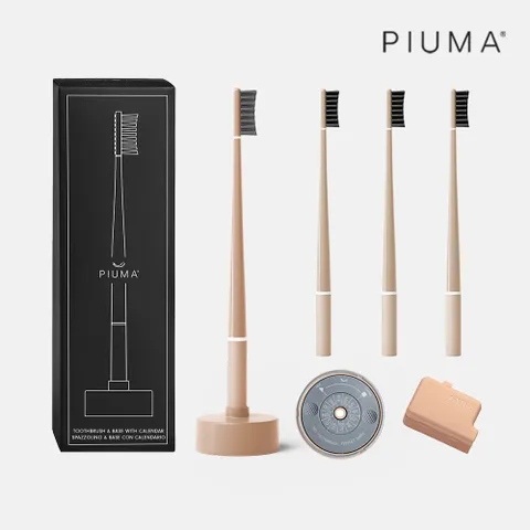 [12개월 패키지]피우마 이태리 프리미엄 화이트닝 누드로즈 칫솔 4개+캘린더 받침대 1개