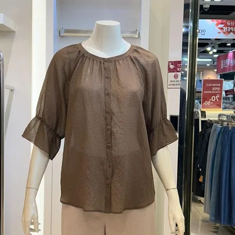 안지크 DP02 소프트 라운드 시스루 블라우스 AK2BL5440 (51716541)