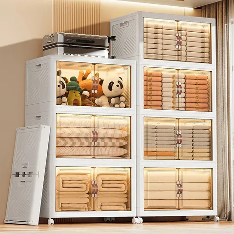 포모어 이동식 양문형 폴딩 수납장 다용도 주방 거실 드레스룸 접이식 정리함