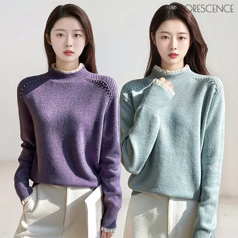 숄더프릴셔링니트2종(퍼플+블루)