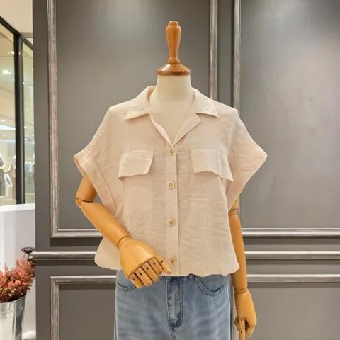 A56WBL530_밑단 스트링 루즈핏 셔츠