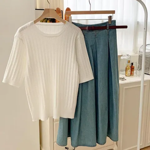 [다잇템] 여자 클래식 SS 피셔맨 라운드 슬림 니트