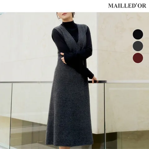 [홈쇼핑인기]메리노울100 뷔스티에 홀가먼트 원피스