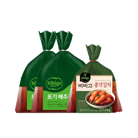 비비고 베이직 포기배추김치 4kg x2개+총각김치 1.5kg x1개
