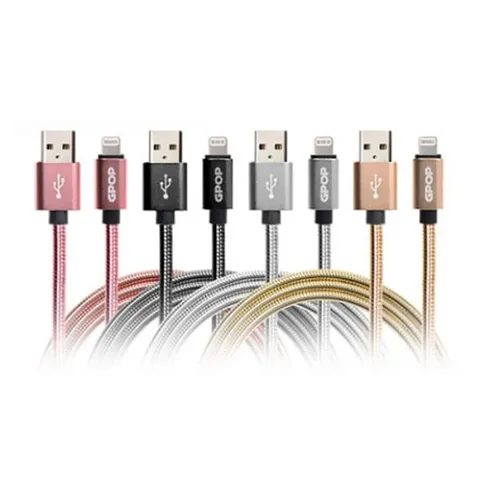 (지피오피) 8핀 급속충전 2.4A 메탈케이블 골드/1M