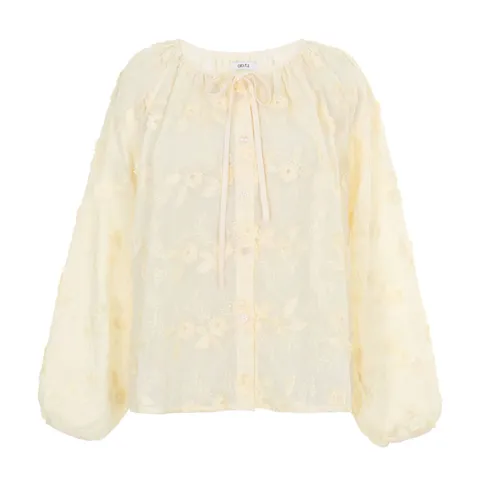 [롯데백화점][에이비에프지]플라워 자수 포인트 긴팔 면 레이스 블라우스APY3HB43I