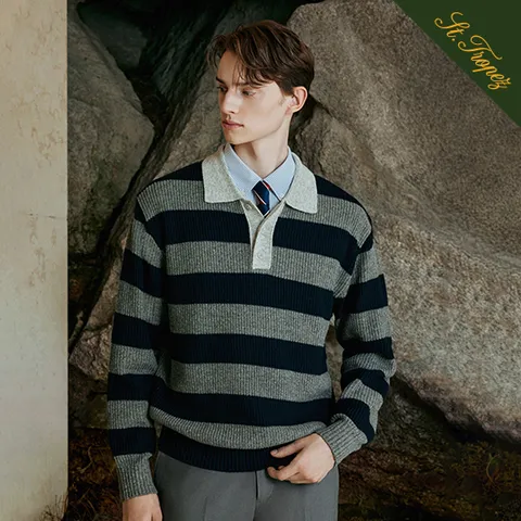 다니엘크레뮤 25FW 울 블렌드 럭비 카라 니트