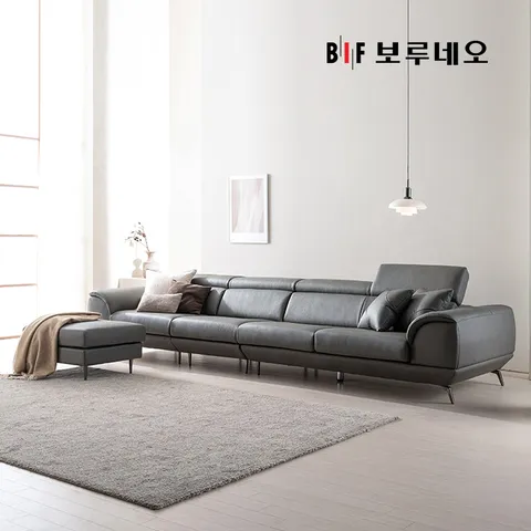 디에르 아비오 천연통가죽 6인 소파+스툴