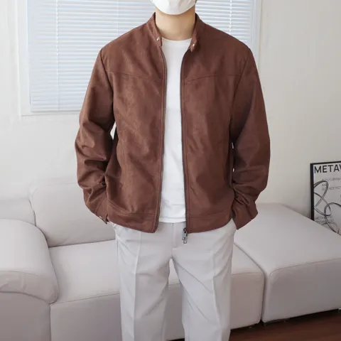 남자헨리넥스웨이드자켓 세미 크롭 남자 봄 가을 자켓 4color