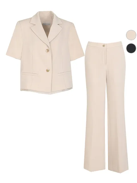 SET 여성 오리진 콤비 여름 정장 자켓+팬츠 세트