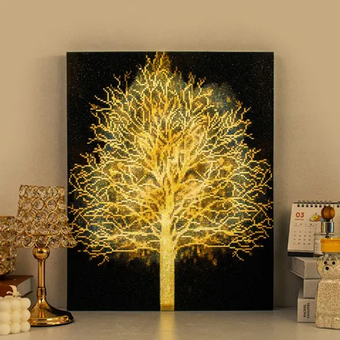 골든 트리 (LED 캔버스) 보석십자수 40x50 황금나무보석십자수 LED캔버스 캔버스보석십자수
