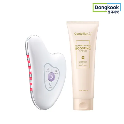 동국제약  마데카프라임 리추얼 화이트 펄 고주파 갈바닉 괄사마사지기+릴렉싱 업 바디 부스팅 크림 250ml