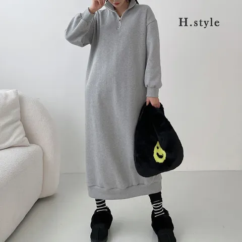 H스타일OP기모하프OPS 겨울 OPS 기모원피스 홈웨어 라운지 하객룩 파자마 잠옷