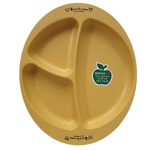 에이치플러스몰 에코인콘 옥수수 간식 접시 원형 아동 컵 쥬니어 유아 그릇 양손 스프 국 용기