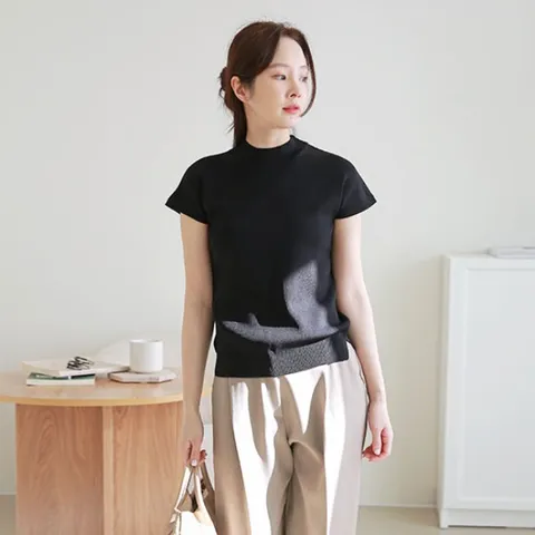 [최초가 79,900원]캡소매 사이드 슬릿 하프넥 니트 3종세트