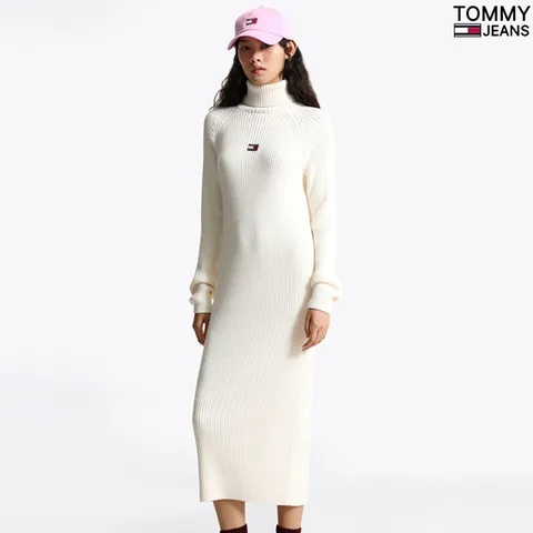 여성 뱃지 터틀넥 골지 립 면니트 롱원피스 T32F7WOP13TWT1 YBH 463694