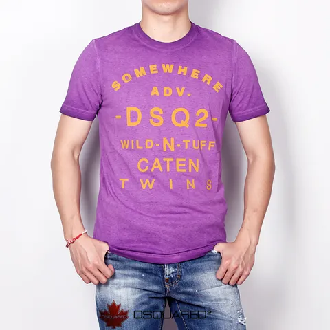 MUST IT_디스퀘어드 맨 썸웨어프린팅 빈티지워싱 반팔티 바이올렛 74GC0900