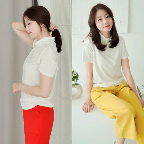 [하프클럽/쉬즈마담]T56256 허리셔링 인견 반폴라티 등록 풍기인견