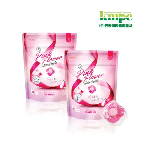 [탑스텝] 핑크플라워 향기 캡슐세제 세탁세제 33입 X 2팩