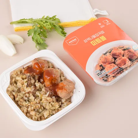 포켓도시락 간편식사 즉석밥 냉동도시락 삼색나물잡곡밥 미트볼 10팩