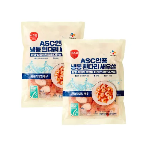 CJ이츠웰  ASC인증 냉동 흰다리 새우살 자숙칵테일 200g (31-50입) x 2개