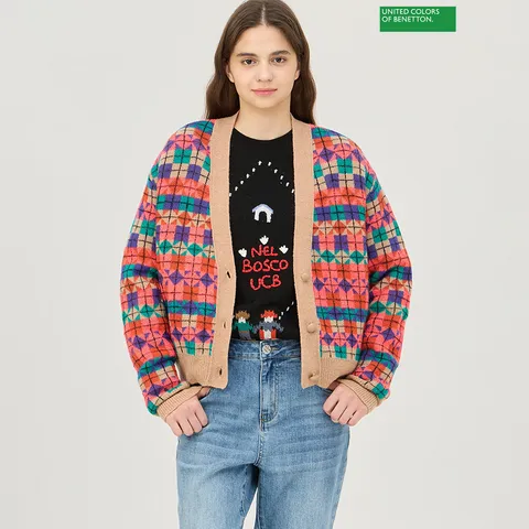 자카드 체크 니트 가디건 BAKC50461