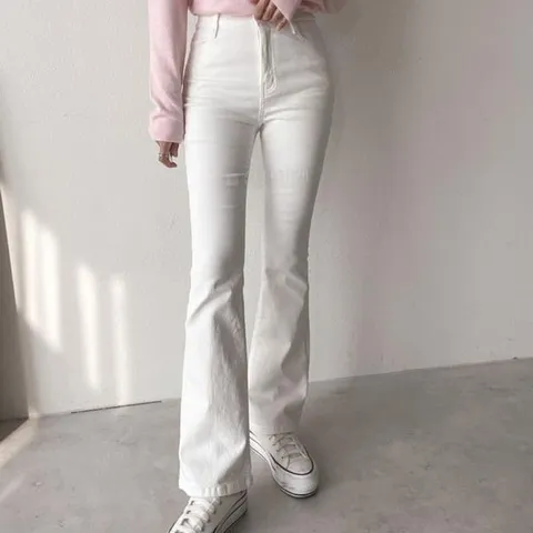 [하프클럽/여자 기모 슬림핏 부츠컷 스판 백바지 검정 면바지