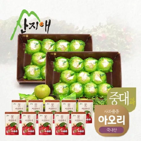 씻어나온 초록사과 2.7kg2box+실속사과주스10팩 / 봉지 세척사과, 아오리사과