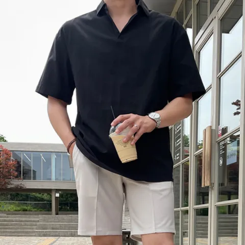 [하프클럽/게리오]깔끔하게 입기좋은 썸머 오픈카라 반팔 셔츠