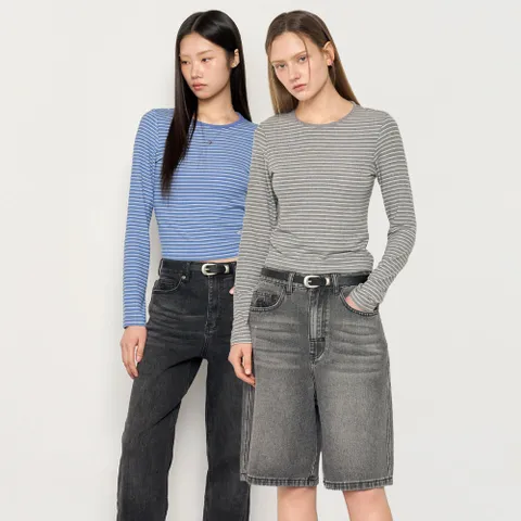 스트라이프 롱 슬리브 티 [4COL] /WBE1L01519