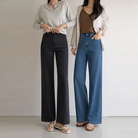 [하프클럽] 아이스리오셀 와이드 데님 팬츠(숏기본롱)