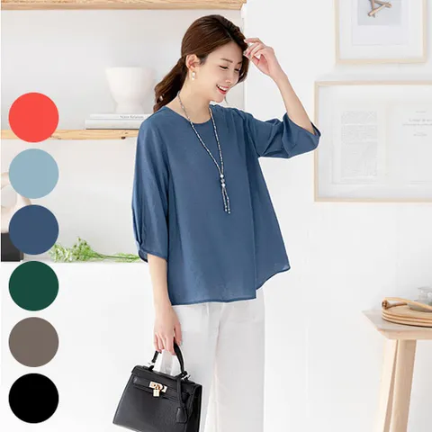 빅사이즈사랑해요 E048L307 힐링인견7부블라우스 BZ