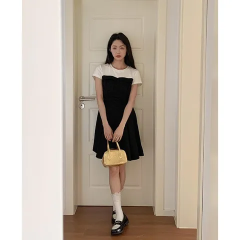 [브리치] 제로투올샵 / 디자인 투피스 원피스 여성 봄 하객 캐주얼 클래식 블랙