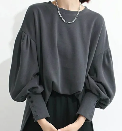 르미엘 버튼 퍼프소매 블라우스