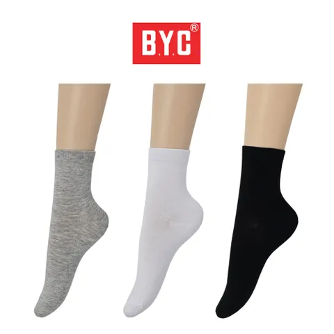 여성용 무지 중목양말 6켤레 [2119] 여자 검정 흰색 학생 면양말