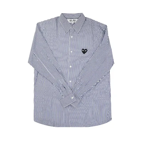 플레이  스트라이프 블랙 하트 셔츠 블루 AX B018 051 AZ B018 BLUE