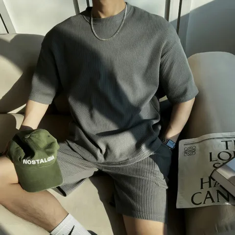 [브리치]  / 여름 와플 반바지 트레이닝복 세트 / 블랙 백오트 챠