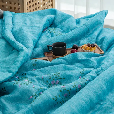 에스데코 풍기인견 산뜻 청량 국내산 자수차렵여름이불 LK블루