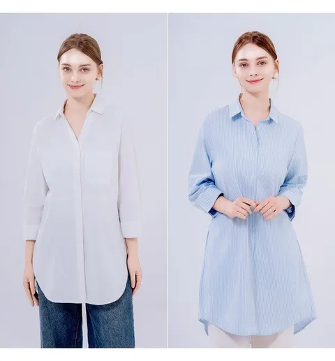 [보노보] 여성 루즈핏 린넨 롱 셔츠