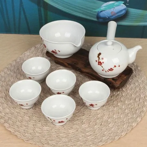 전통다기세트 도자기찻잔 가족 다구 5P세트 도자기술잔 티포트 다기세트 티팟세트