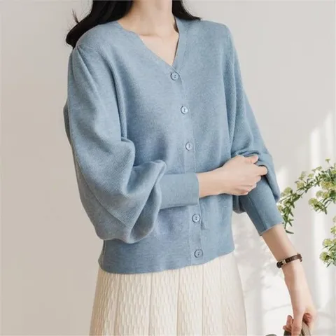 [하프클럽] 데일리 브이넥 소매퍼프 가디건