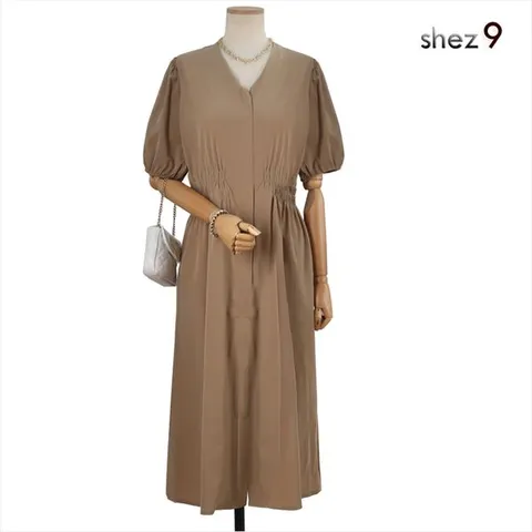 [하프클럽/다나 브이 스모크 지퍼 원피스