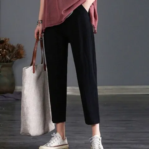 [하프클럽/끌레아]여성 9부 밴딩 면바지 기본핏 데일리 캐주얼 봄 여름