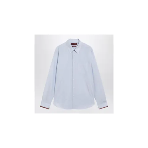 GUCCI 852707ZAS5W/XM_GUC-4305 웹 디테일이 있는 하늘색 줄무늬 셔츠