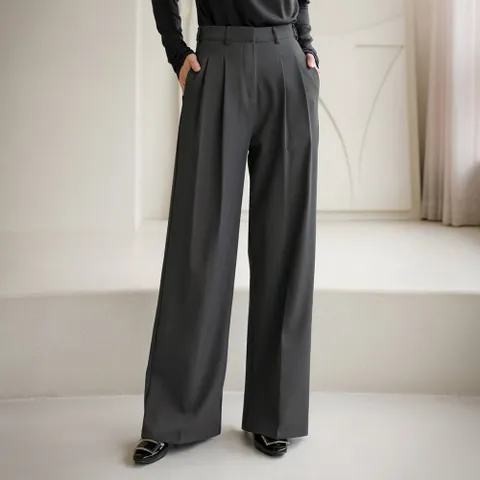 (~XXL까지)(기장선택) 제니언 하이웨스트 핀턱 와이드 슬랙스 가을 오피스룩 모임룩 격식룩 빅사이즈